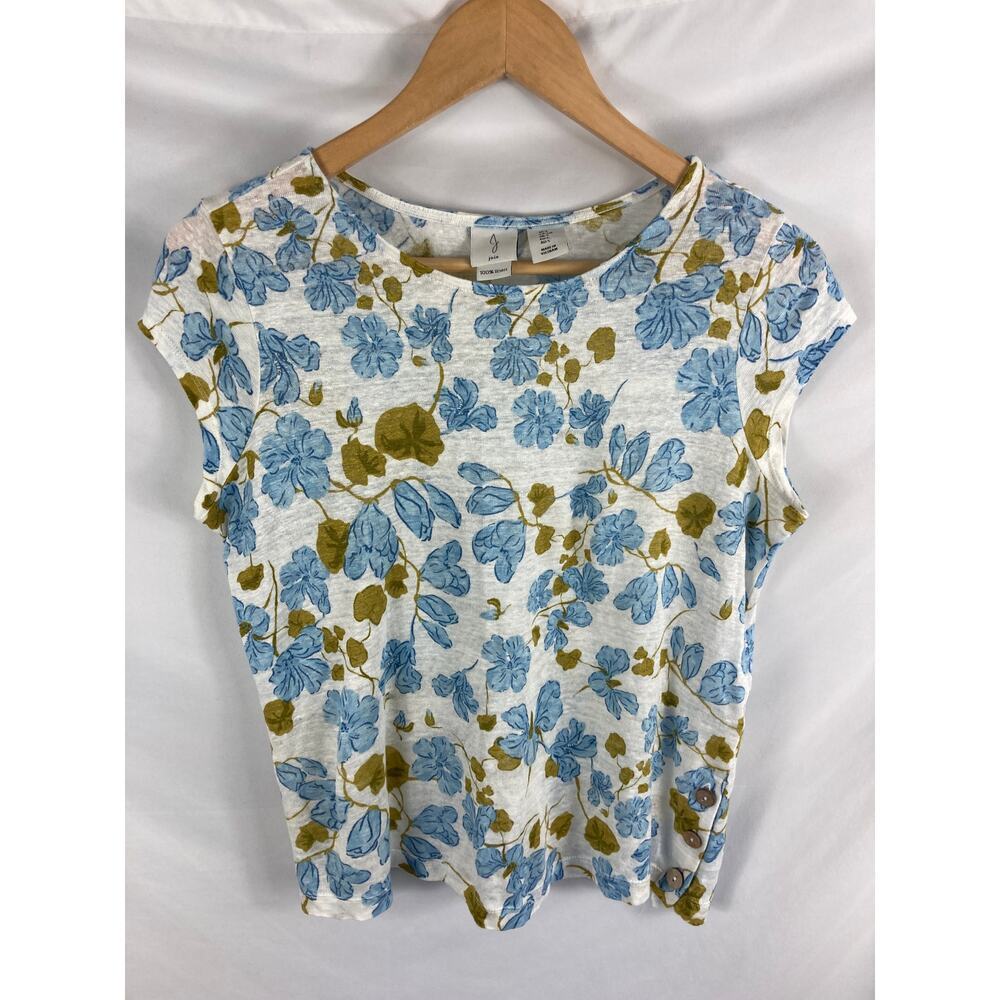 Joie 100% Linen Cap Sleeve Floral Blouse Size Small